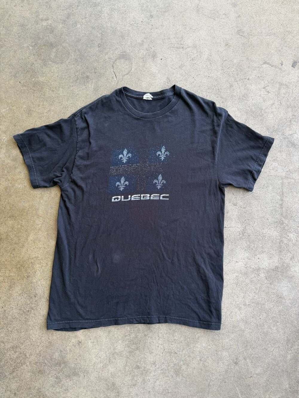 y2k Quebec Fleur-de-Lis Graphic T-Shirt Black Delta Pro Weight